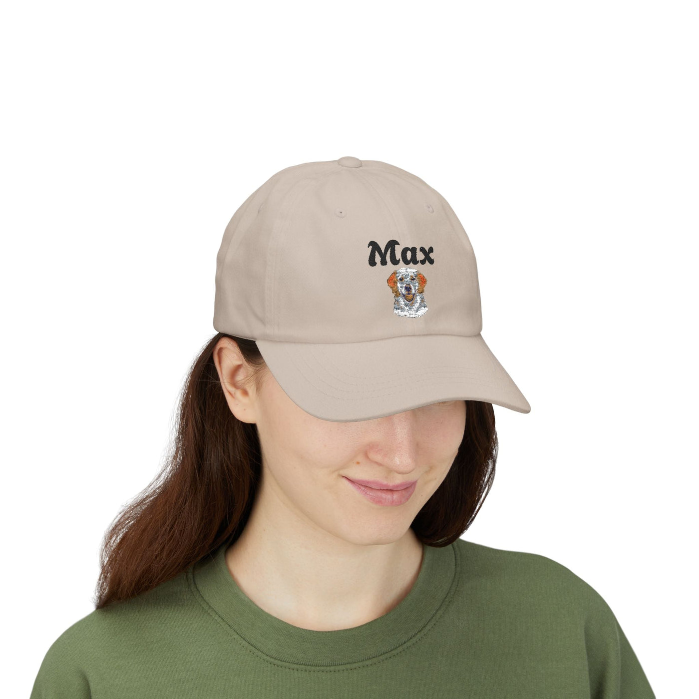 Personalized Classic Dad Cap with Custom Name, Ideal Gift for Father's Day, Casual Style, Adjustable White Cap, Dog Lover Hat Printify