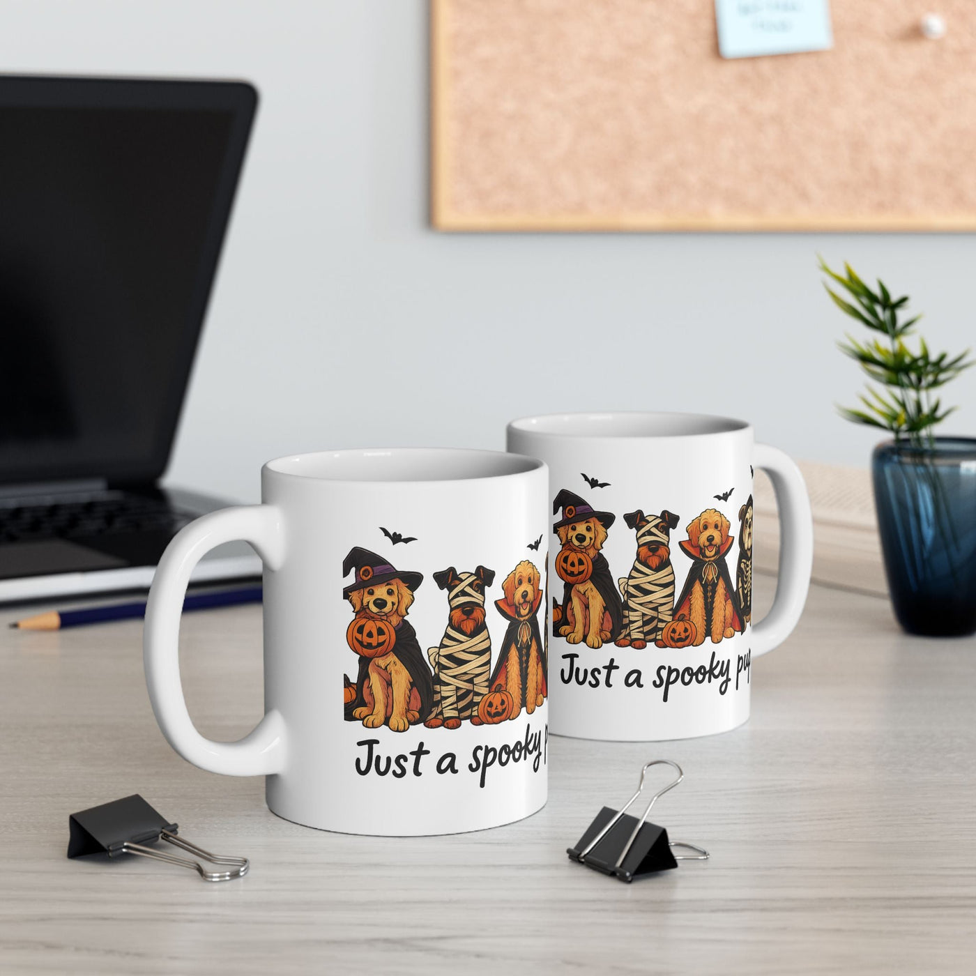 Just a Spooky Pup Mug, Halloween Dog Cup for Pet Lovers, Festive Coffee Mug 11oz 15oz, Witch Mummy Vampire Skeleton Gift, Autumn Decor Home Printify