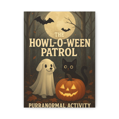 Halloween Wall Art - Howl-O-Ween Patrol Canvas Print, Cute Pet Decor, Seasonal Home Decoration, Fall Decor, Spooky Art Printify