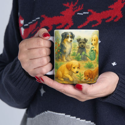 Dog Garden Mug, Cute Puppy Ceramic Coffee Cup, Dog Lover Gift, 11 oz or 15 oz, Cute Puppy Coffee Cup, Dog Lover Gift, Animal Lover Present Printify