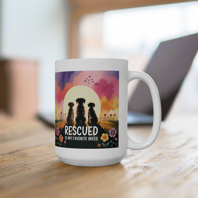 Rescued Is My Favorite Breed Ceramic Mug - Dog Mom Coffee Cup, Pet Lover Gift, Animal Rescue Advocate, Pet Adoption, Morning Tea Mug Printify