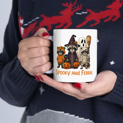Just a Spooky Feral Halloween Raccoon Mug , Cute Funny Animal Coffee Cup for Fall, Trick or Treat Gift, Autumn Vibes - Clawsy.store