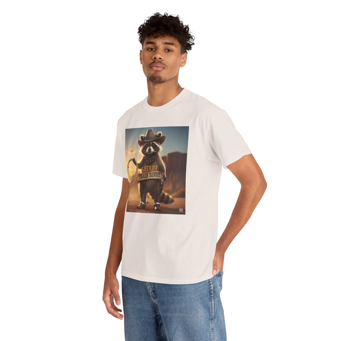 "Sheriff Trash Bandit" Raccoon Cowboy Graphic Tee - Quirky Western Animal Lover T-Shirt Printify