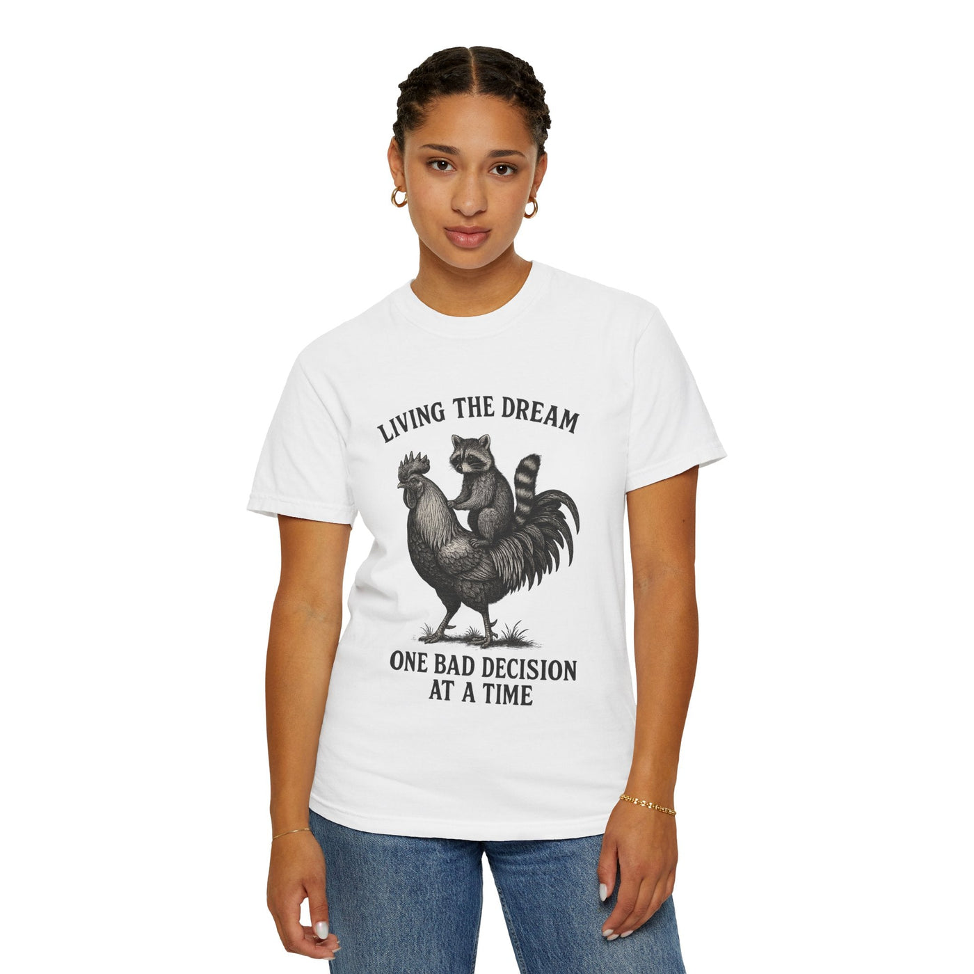 Funny Raccoon Riding Rooster T- shirt for Animal Lovers   Unisex Graphic Tee-funny raccoon rooster t-shirt-unisex sarcastic animal shirt - Clawsy.store