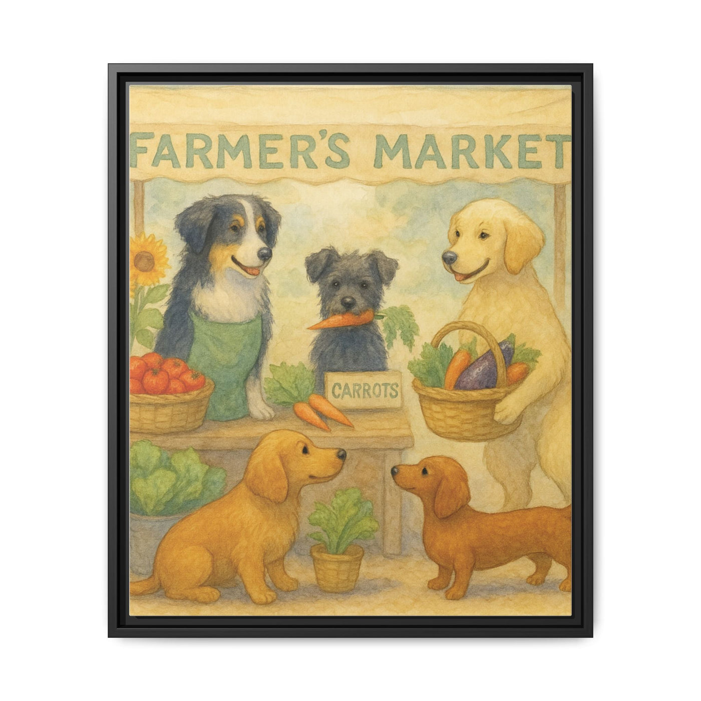Framed Dog Art Print, Colorful Pet Decor, Animal Lover Gift, Farmhouse Wall Art, Dog Lover Home Decoration Printify