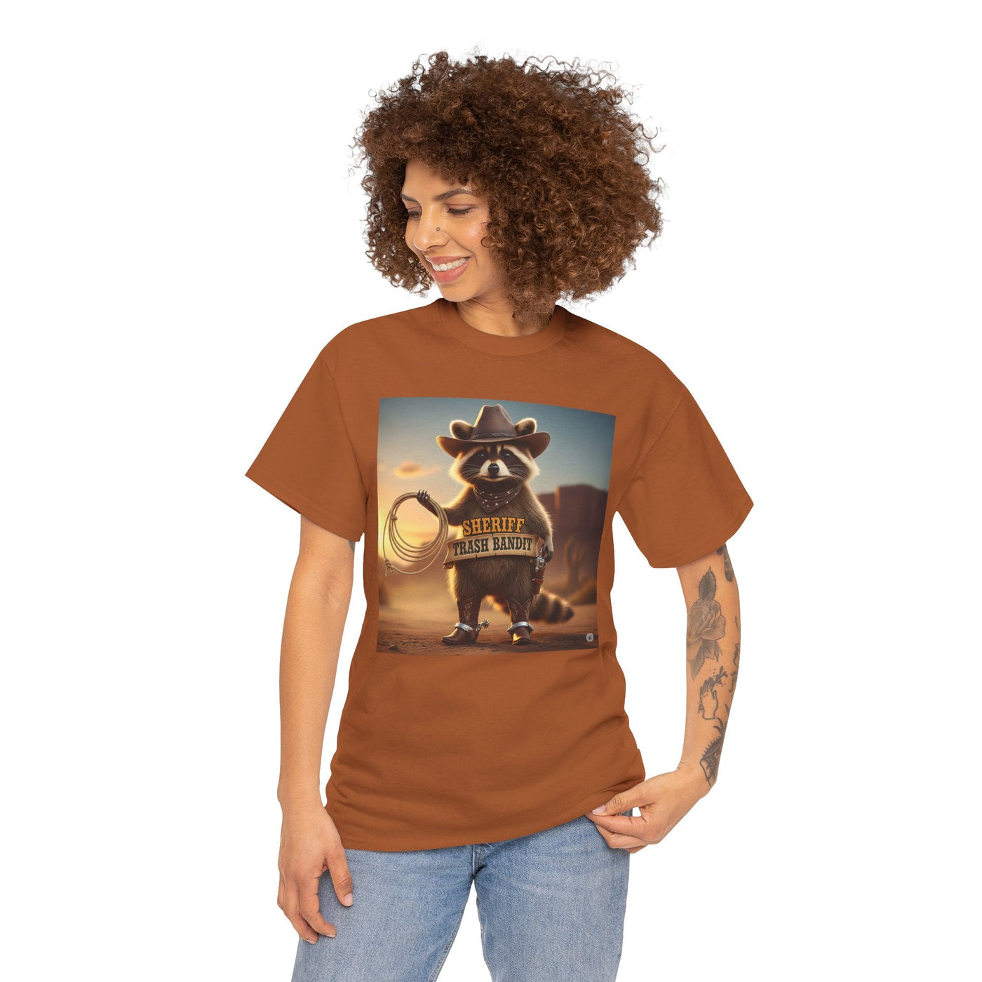 "Sheriff Trash Bandit" Raccoon Cowboy Graphic Tee - Quirky Western Animal Lover T-Shirt Printify