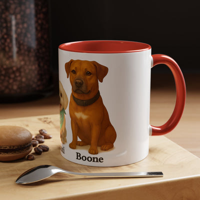 Custom Pet Portrait Coffee Mug - Personalized Dog Lover Gift with Names - 11oz 15oz Cute Pet Memorial, Dog Mom or Dad Present - Vibrant Printify