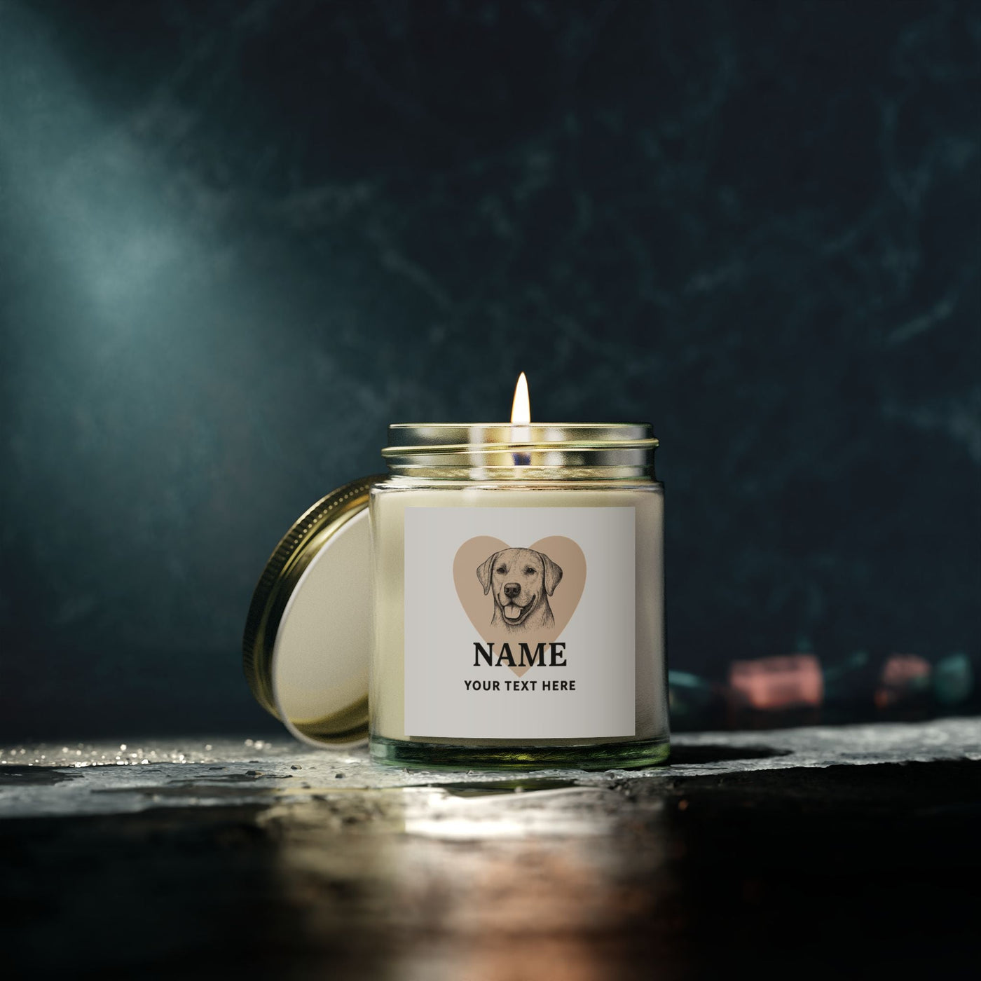 Personalized Dog Photo Candle, Custom Pet Memorial Gift, Coconut Apricot Wax Candle, Dog Lover Home Decor, Scented Candle for Pet Owners Printify