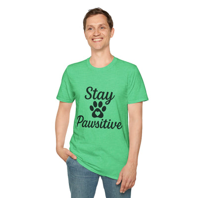 Stay Pawsitive Pet Lover T-Shirt - Unisex Softstyle Tee for Animal Advocates, Dog Moms, and Cat Dads - Comfortable, Playful, Inspiring, Gift Printify