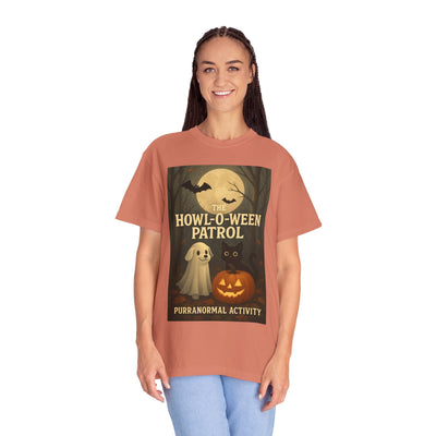 Howl O Ween Patrol T-Shirt, Cute Dog & Cat Halloween Shirt, Purranormal Activity Graphic Tee, Spooky Pet Lover Apparel Printify