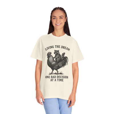 Funny Raccoon Riding Rooster T- shirt for Animal Lovers   Unisex Graphic Tee-funny raccoon rooster t-shirt-unisex sarcastic animal shirt - Clawsy.store