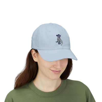 Embroidered Cowboy Raccoon Cap, Animal Lover Hat, Western Style Dad Hat, Beige Cotton Low-Profile Baseball Cap, Quirky Fashion Accessory Printify