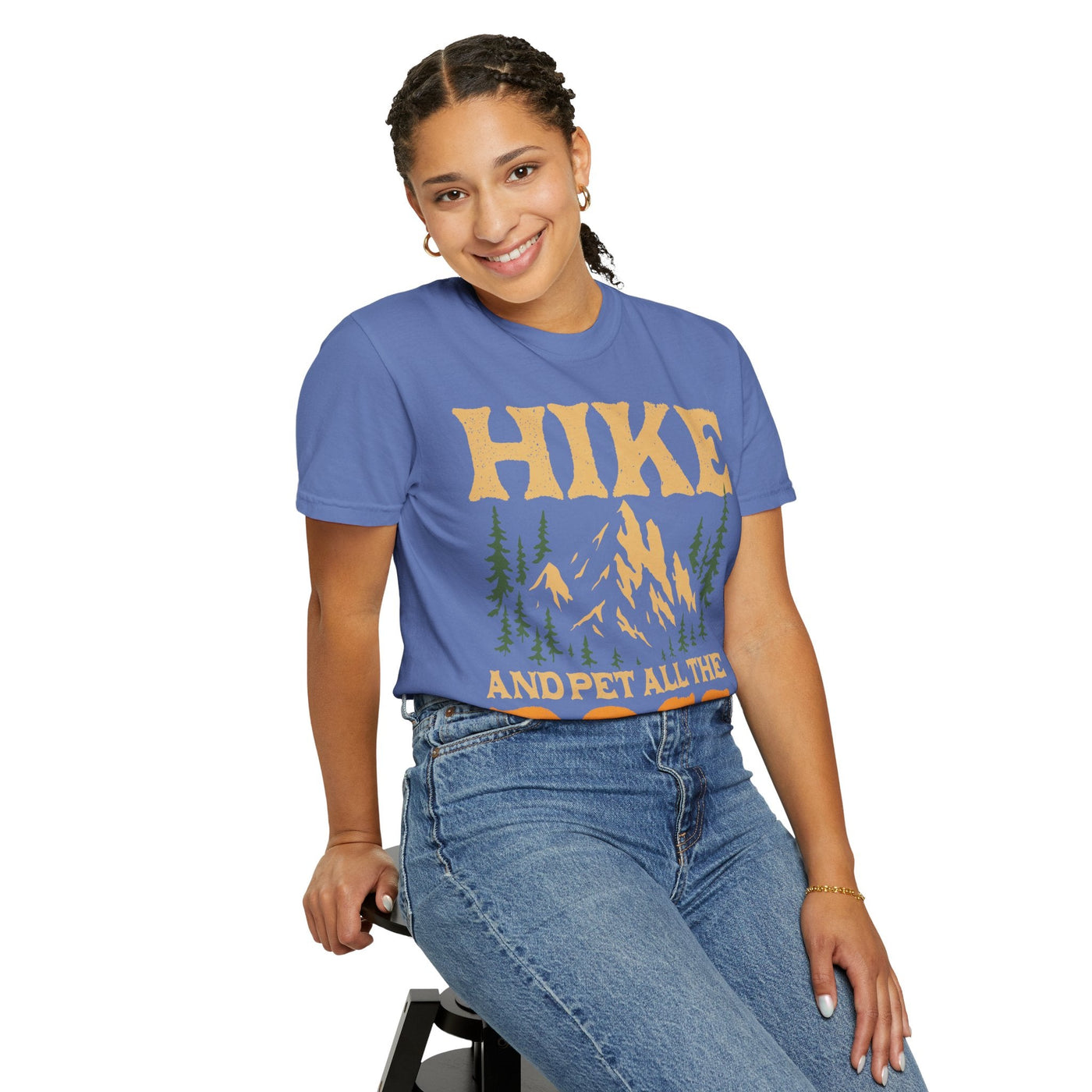Dog Lover Hiking Tee, Unisex Garment-Dyed T-shirt, Mountain Dog Shirt, Pet All the Dogs, Outdoor Dog Shirt Printify
