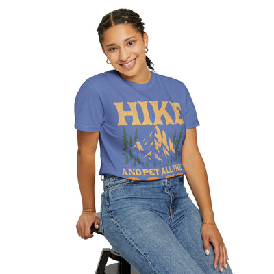 Dog Lover Hiking Tee, Unisex Garment-Dyed T-shirt, Mountain Dog Shirt, Pet All the Dogs, Outdoor Dog Shirt Printify