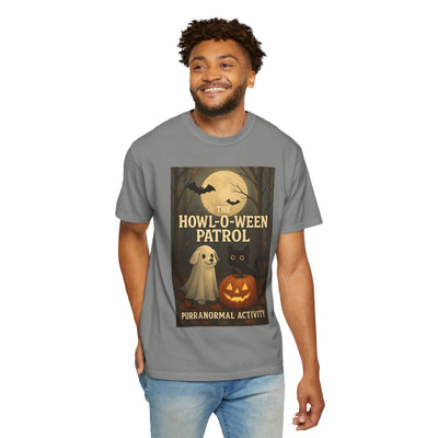 Howl O Ween Patrol T-Shirt, Cute Dog & Cat Halloween Shirt, Purranormal Activity Graphic Tee, Spooky Pet Lover Apparel Printify