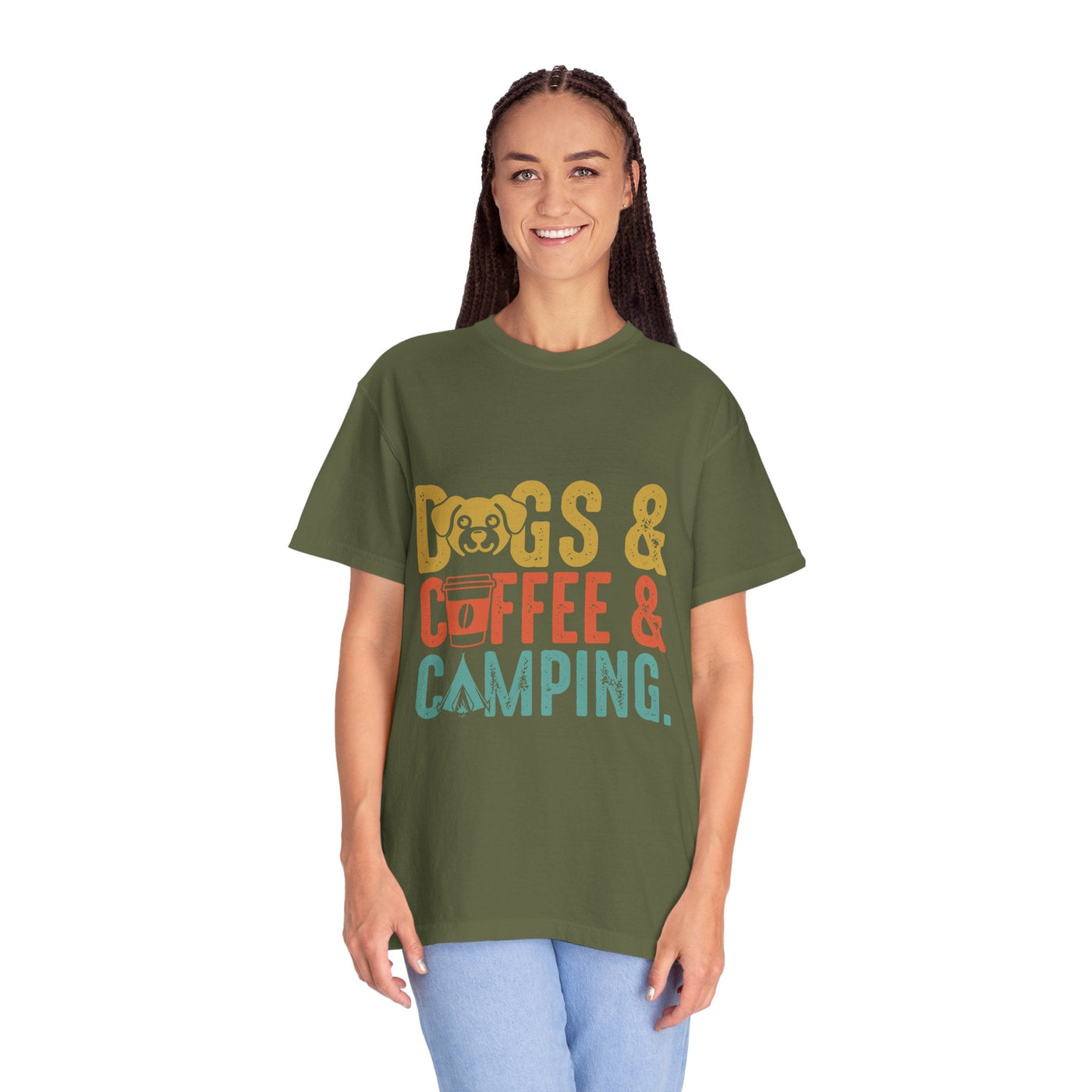 Dog Camping Unisex T-shirt, Outdoorsy Shirt for RV and Hiking, Campfire Tee for Dog Mom and Dad, Gift for Camping Enthusiasts Printify