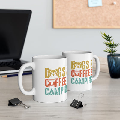 Dog Camping Ceramic Mug, Fall Dog Lover Gift, Halloween Coffee Cup, Cute Campfire Mug, Spooky Fall Dog Mom Gift, Pet Lover Mug Printify