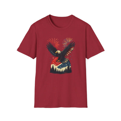 Unisex Patriotic Eagle T-Shirt, 4th of July Fireworks Graphic Tee for Men and Women, USA Independence Day Apparel, Bald Eagle Shirt, Printify