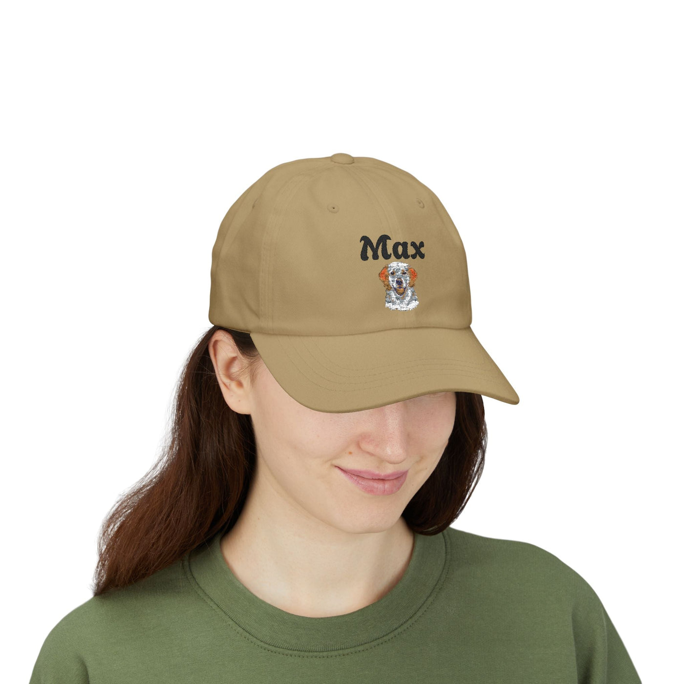 Personalized Classic Dad Cap with Custom Name, Ideal Gift for Father's Day, Casual Style, Adjustable White Cap, Dog Lover Hat Printify