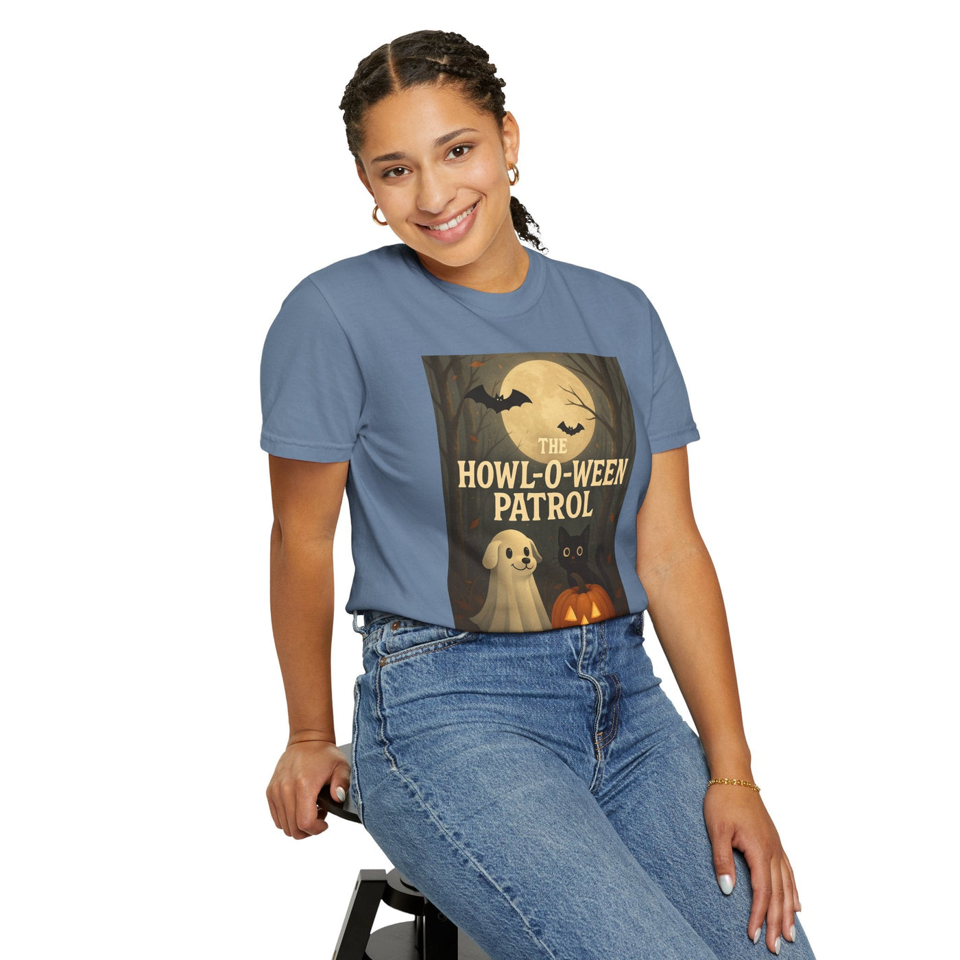 Howl O Ween Patrol T-Shirt, Cute Dog & Cat Halloween Shirt, Purranormal Activity Graphic Tee, Spooky Pet Lover Apparel Printify