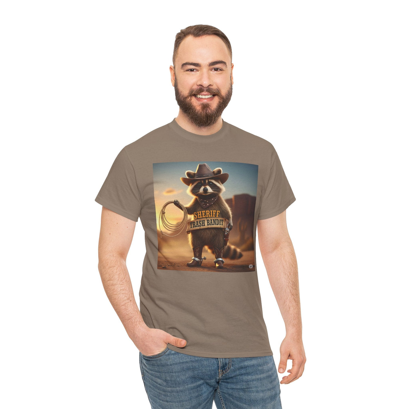 "Sheriff Trash Bandit" Raccoon Cowboy Graphic Tee - Quirky Western Animal Lover T-Shirt Printify
