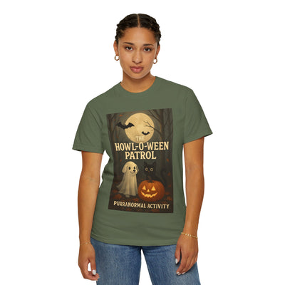 Howl O Ween Patrol T-Shirt, Cute Dog & Cat Halloween Shirt, Purranormal Activity Graphic Tee, Spooky Pet Lover Apparel Printify