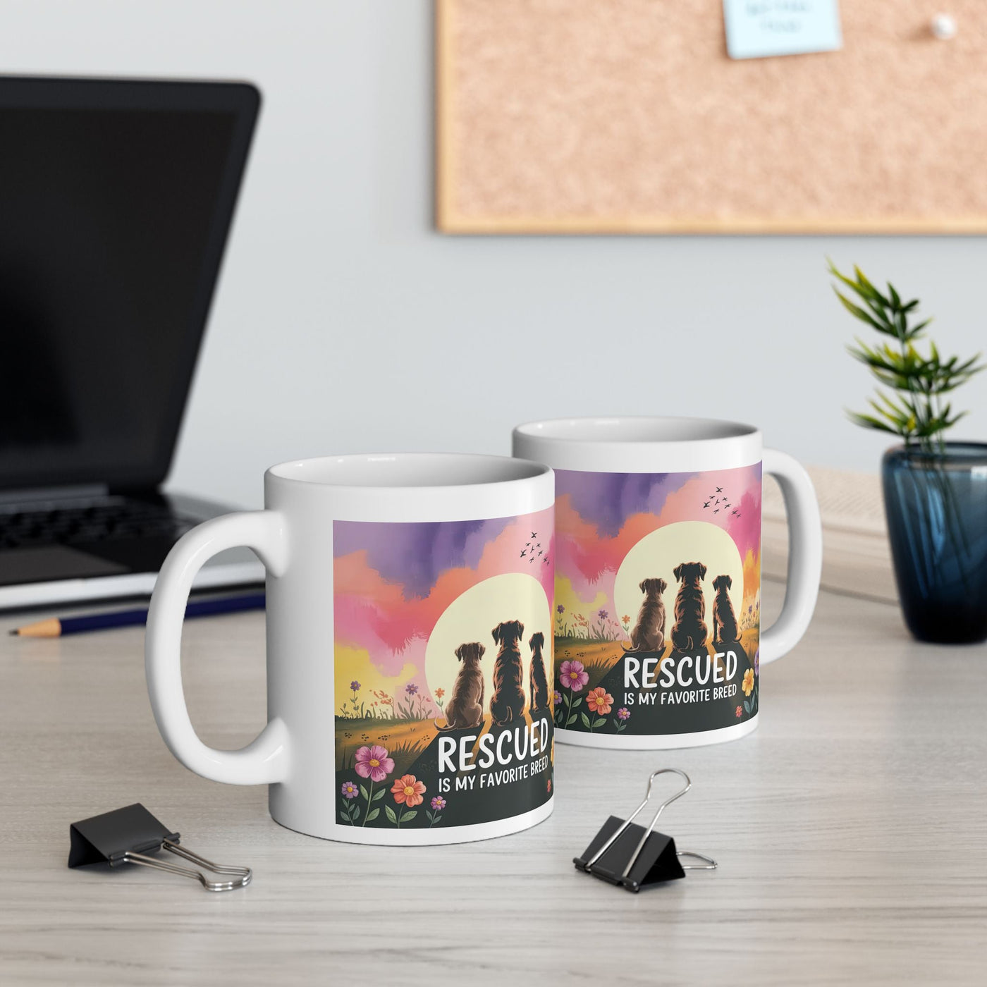 Rescued Is My Favorite Breed Ceramic Mug - Dog Mom Coffee Cup, Pet Lover Gift, Animal Rescue Advocate, Pet Adoption, Morning Tea Mug Printify
