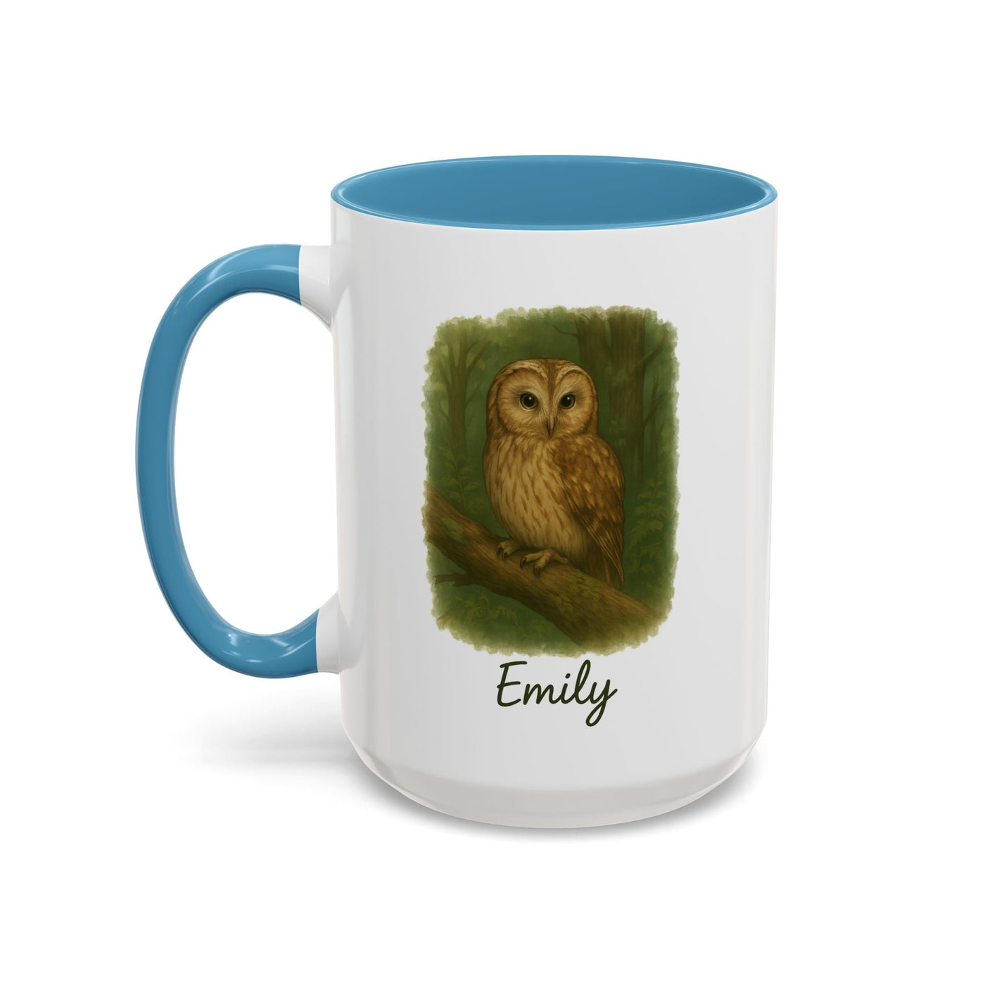 Personalized Owl Coffee Mug - Custom Name Forest Owl Mug - Nature Lover Gift, Rustic Wildlife Ceramic Cup - Unique Birdwatcher Mug for Women Printify