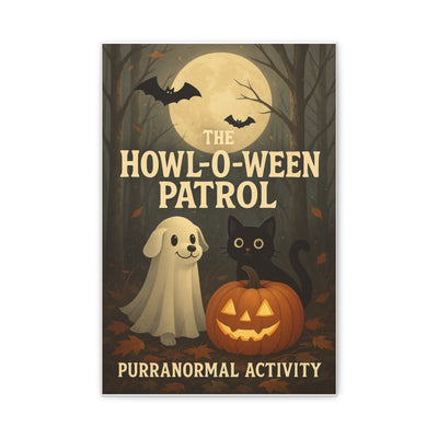 Halloween Wall Art - Howl-O-Ween Patrol Canvas Print, Cute Pet Decor, Seasonal Home Decoration, Fall Decor, Spooky Art Printify
