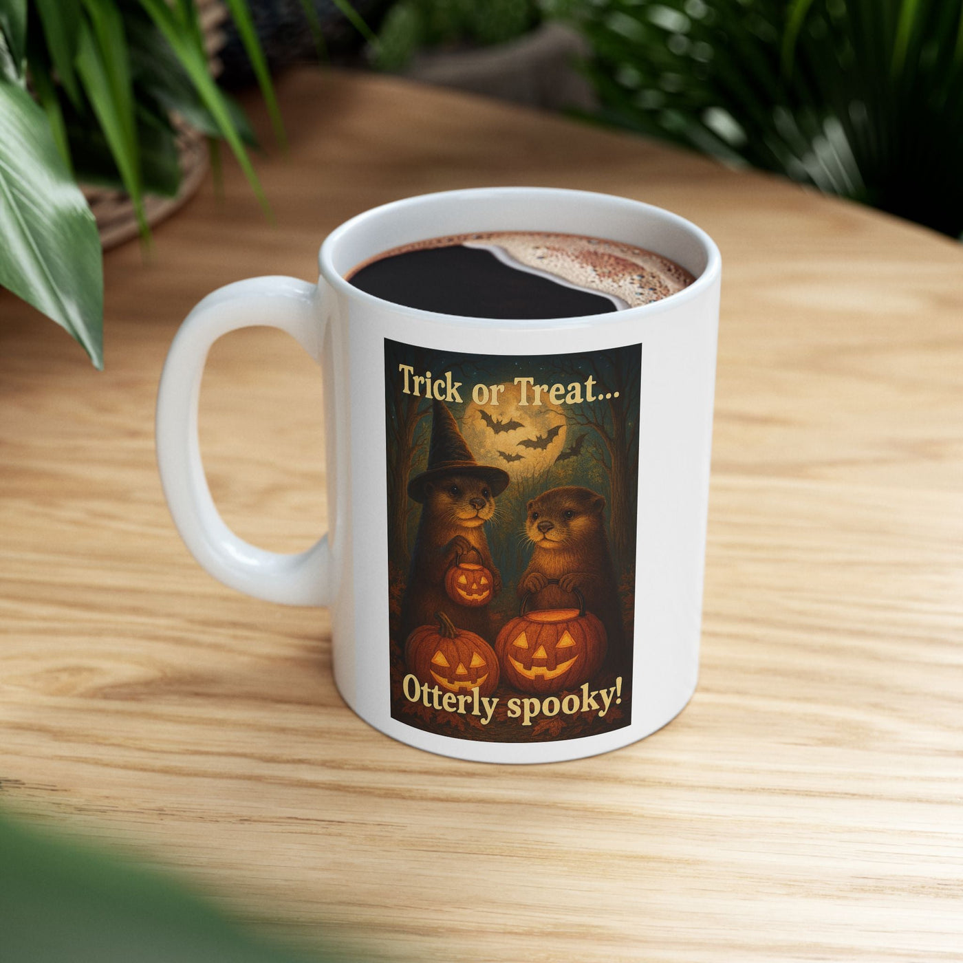 Spooky Otter Mug, Fall Coffee Cup, Pumpkin Spice Drinkware, Halloween Decor Gift, Cute Animal Cup, Autumn Tea Mug, Witchy Otter, Funny Printify