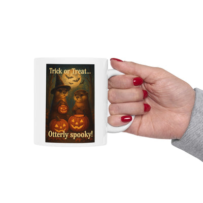 Spooky Otter Mug, Fall Coffee Cup, Pumpkin Spice Drinkware, Halloween Decor Gift, Cute Animal Cup, Autumn Tea Mug, Witchy Otter, Funny Printify