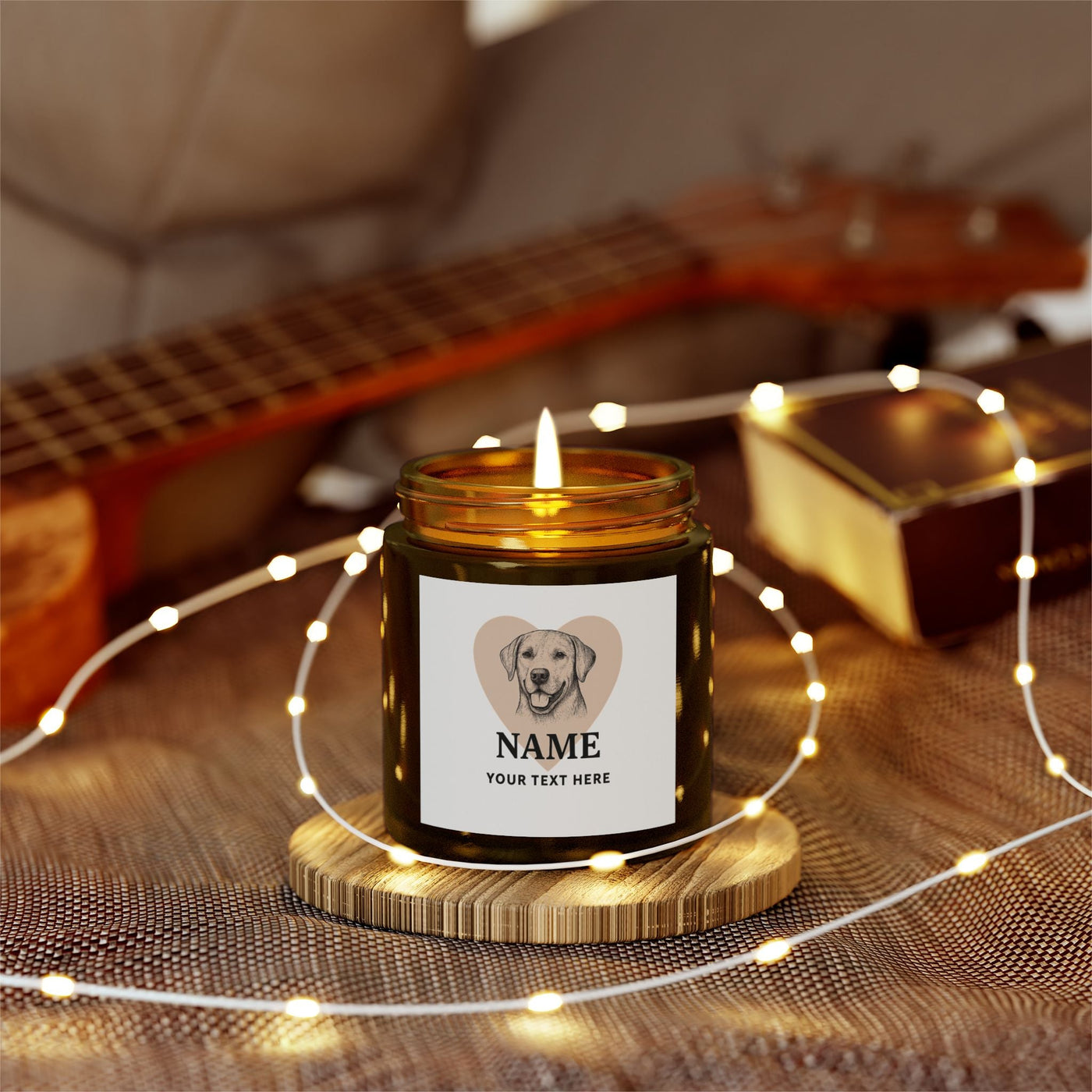 Personalized Dog Photo Candle, Custom Pet Memorial Gift, Coconut Apricot Wax Candle, Dog Lover Home Decor, Scented Candle for Pet Owners Printify