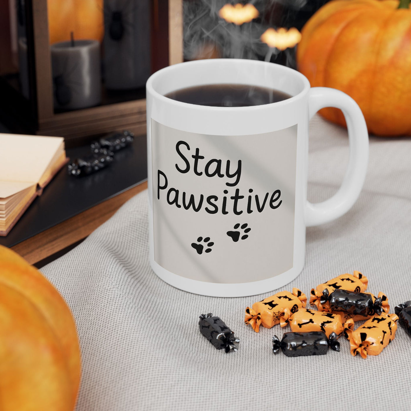 Pawsitivity Mug, Dog Lover Gift, Coffee Cup, Tea Mug, Playful Paw Prints, 11oz Printify