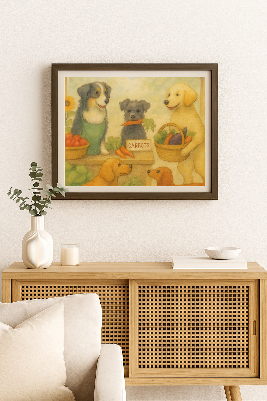 Framed Dog Art Print, Colorful Pet Decor, Animal Lover Gift, Farmhouse Wall Art, Dog Lover Home Decoration Printify