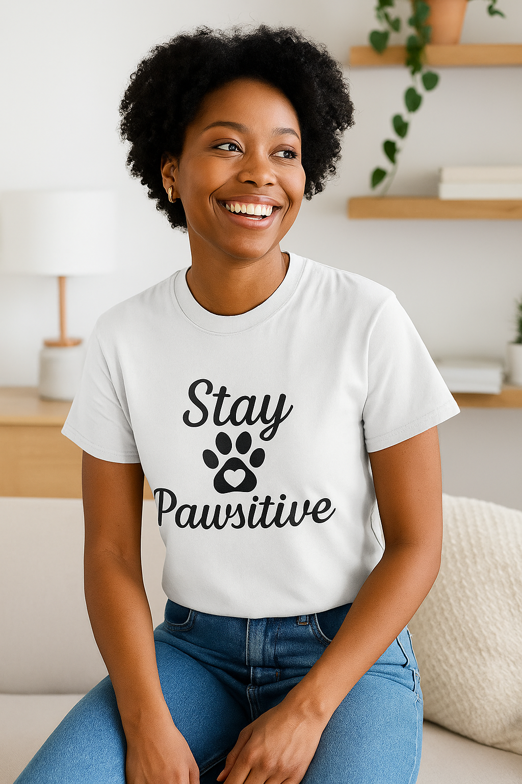 Stay Pawsitive Pet Lover T-Shirt - Unisex Softstyle Tee for Animal Advocates, Dog Moms, and Cat Dads - Comfortable, Playful, Inspiring, Gift Printify