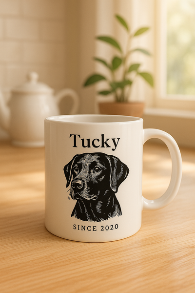 Personalized Illustrated Dog Portrait Ceramic Mug, Custom Pet Mug, Gift for Dog Moms, Custom Illustrated Dog Portrait Coffee Mug, Best Dog Printify