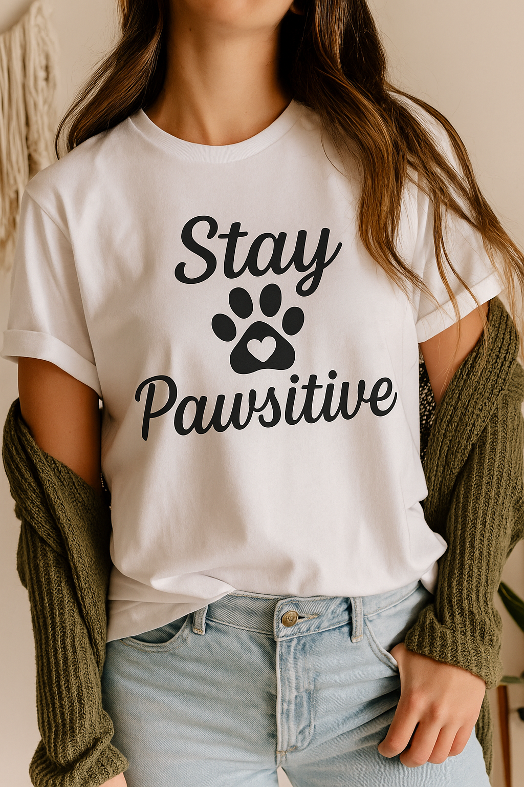 Stay Pawsitive Pet Lover T-Shirt - Unisex Softstyle Tee for Animal Advocates, Dog Moms, and Cat Dads - Comfortable, Playful, Inspiring, Gift Printify