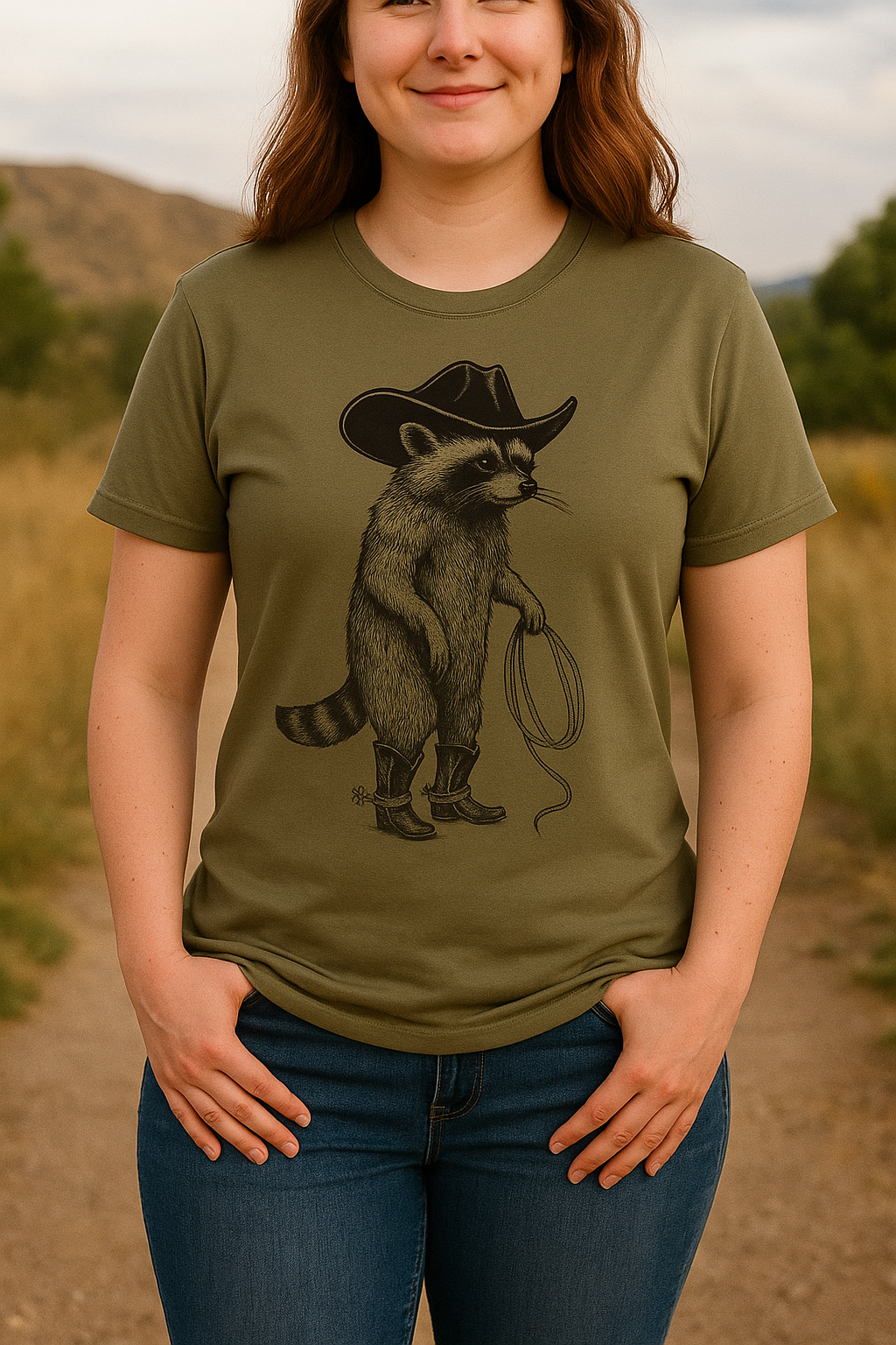 Cowboy Raccoon Unisex T-Shirt, Western Animal Tee, Rustic Country Gift, Funny Graphic Shirt, Outdoor Lover Apparel Printify