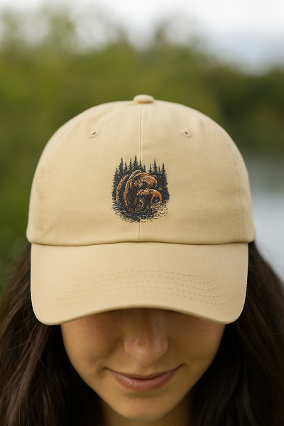 Classic Nature Bear Dad Cap, Hiking Hat, Outdoor Adventure Cap, Gifts for Dad, Summer Fashion Accessories Printify