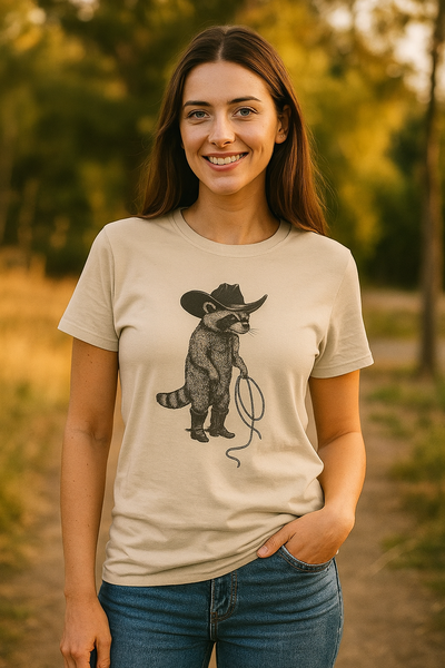 Cowboy Raccoon Unisex T-Shirt, Western Animal Tee, Rustic Country Gift, Funny Graphic Shirt, Outdoor Lover Apparel Printify