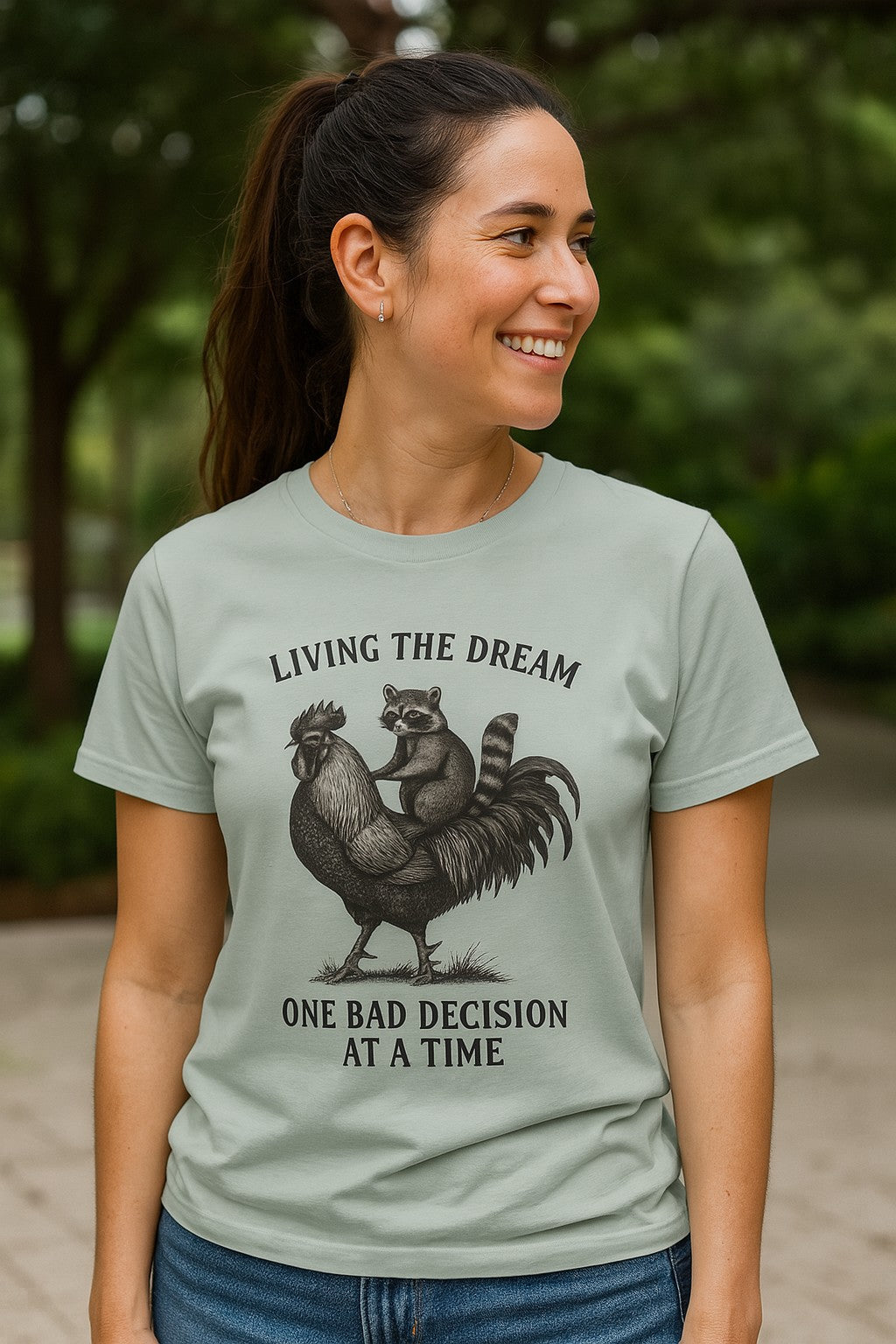 Funny Raccoon Riding Rooster T- shirt for Animal Lovers   Unisex Graphic Tee-funny raccoon rooster t-shirt-unisex sarcastic animal shirt - Clawsy.store