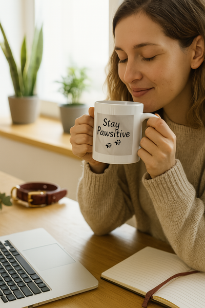 Pawsitivity Mug, Dog Lover Gift, Coffee Cup, Tea Mug, Playful Paw Prints, 11oz Printify