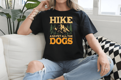 Dog Lover Hiking Tee, Unisex Garment-Dyed T-shirt, Mountain Dog Shirt, Pet All the Dogs, Outdoor Dog Shirt Printify
