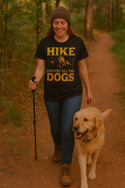 Dog Lover Hiking Tee, Unisex Garment-Dyed T-shirt, Mountain Dog Shirt, Pet All the Dogs, Outdoor Dog Shirt Printify