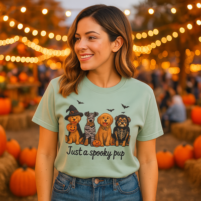 Halloween Dog T-shirt, Pumpkin Patch Design, Unisex Tee for Dog Lovers, Spooky Vibes, Trick-or-Treating Shirt, Casual Halloween Party Printify