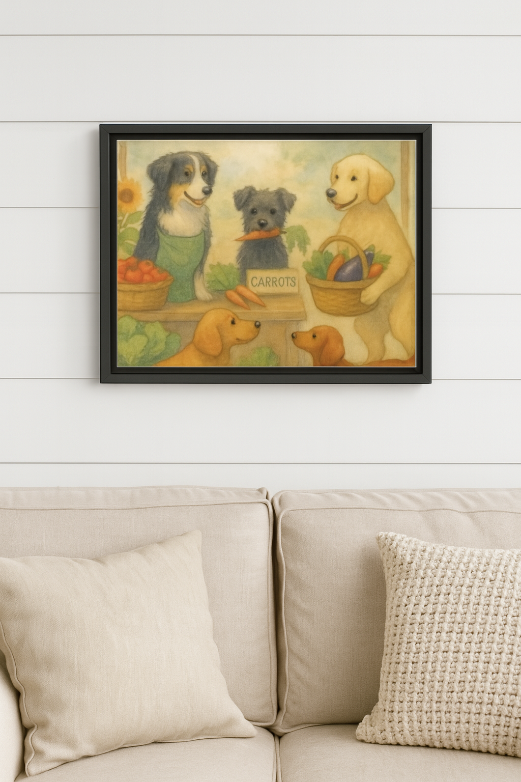 Framed Dog Art Print, Colorful Pet Decor, Animal Lover Gift, Farmhouse Wall Art, Dog Lover Home Decoration Printify
