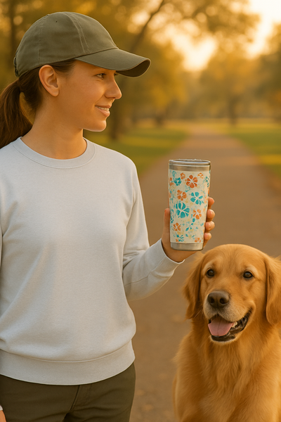 Floral Pet Lover Tumbler, 20oz - Perfect for Dog & Cat Owners, Gifts for Pet Lovers, Travel Mug, Insulated Drinkware, Animal Prints Printify
