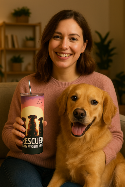 Rescue Is My Favorite Breed Tumbler, Dog Lover Gift, Pet Adoption Quote Cup, Insulated Travel Mug, Animal Rescue Themed Drinkware Printify