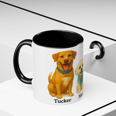 Custom Pet Portrait Coffee Mug - Personalized Dog Lover Gift with Names - 11oz 15oz Cute Pet Memorial, Dog Mom or Dad Present - Vibrant Printify