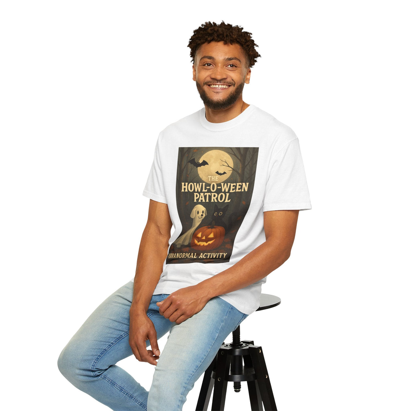 Howl O Ween Patrol T-Shirt, Cute Dog & Cat Halloween Shirt, Purranormal Activity Graphic Tee, Spooky Pet Lover Apparel Printify